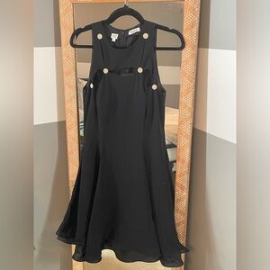 Chic Black Formal Dress with Button Accents